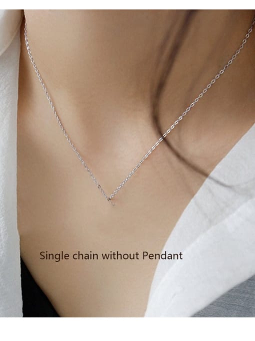 Cross Chain [Single Necklace] 925 Sterling Silver With Platinum Plated Cute Geometric Smiley face  Necklaces